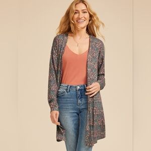 Maurices Boho Open-Front Cardigan in Teal, Coral, Blue, Rust
